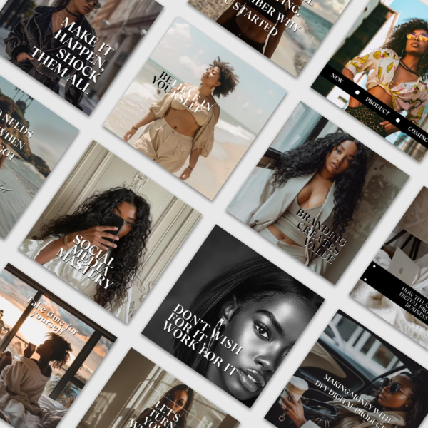 Melanin Faceless Instagram Posts Templates, Faceless Marketing, Master Resell Rights, Plr Products, Done For You Digital Products MRR DFY