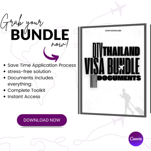A printed document from the DTV Thailand Visa Bundle, neatly placed on a desk with a pen.