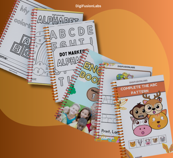 A stack of printed alphabet worksheets ready for preschool learning.