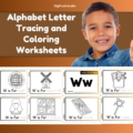 A child coloring letters on an engaging alphabet worksheet.