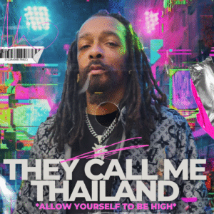 Cover art for the song “They Call Me Thailand” by Bigdread305, featuring a powerful visual of a Black family man standing in Thailand with his wife, kids, and mother-in-law, symbolizing their journey from the USA to a new life abroad.